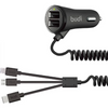 Budi Power Coil 3-in-1 – 35W Retractable Car Charger – Model (CC107T3B)